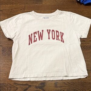 Brandy Melville Off-White Tee with Maroon Print